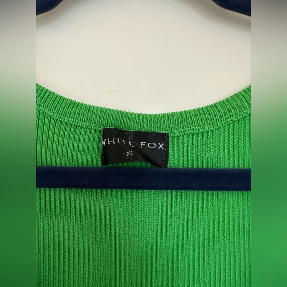 White Fox Green Ribbed Dress - Picture 2 of 6